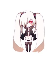  abyssal_ship aki_(o2x_x2o) bad_id bad_pixiv_id blush_stickers chibi female hair_over_one_eye kantai_collection long_hair navel pale_skin red_eyes sleeves_past_wrists smile solo southern_ocean_oni thighhighs twintails white_hair 