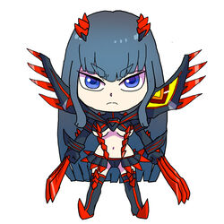  blue_eyes chibi claws commentary_request female kill_la_kill kiryuuin_satsuki navel senketsu skirt solo spikes spoilers suspenders uri_(uryu002) 