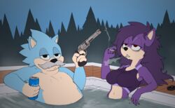  absurd_res alcohol anthro ashtray bad_trigger_discipline beer beverage beverage_can blue_body blue_fur bra brother_(lore) brother_and_sister_(lore) cigarette clothing detailed_background duo eulipotyphlan facial_hair female fur gun half-closed_eyes hedgehog hi_res holding_cigarette holding_object holding_weapon hot_tub male mammal moustache multicolored_body multicolored_fur narrowed_eyes outside purple_body purple_fur queen_aleena_hedgehog ranged_weapon ricksteubens sega sibling_(lore) sister_(lore) smoke smoke_from_mouth smoking sonic_the_hedgehog_(series) sonic_underground sports_bra tamers12345&#039;s_sonic_underground tan_body tan_fur tired topwear two_tone_body two_tone_fur uncle_chuck underwear weapon 