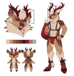  absurd_res alpha_channel blue_eyes bulge chibi clothing cloven_hooves color_swatch countershade_torso countershading deer ear_piercing ear_ring flat_colors fur harness hi_res hooves horn male mammal model_sheet navel new_world_deer piercing reindeer ring_piercing scut_tail short_tail simple_background solo standing straycat tail tan_body tan_fur transparent_background underwear 