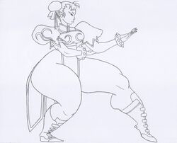  1girls armlet asian asian_female ass big_ass billcast bracelet capcom chun-li curvy curvy_female earrings female female_only fighting_stance fully_clothed hair_bun hair_buns handdrawn huge_ass line_art lips long_legs medium_breasts shoes solo street_fighter thick thick_legs thick_thighs thighs thunder_thighs traditional_media traditional_media_(artwork) white_background wide_hips 