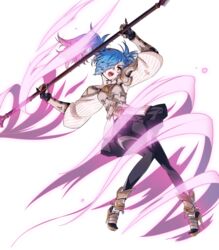  armor blue_hair boots female fire_emblem fire_emblem_fates fire_emblem_heroes full_body gloves gradient_hair hair_over_one_eye high_heels long_hair multicolored_hair official_art open_mouth peri_(fire_emblem) pink_hair polearm red_eyes solo spear takagi_masafumi teeth transparent_background twintails two-tone_hair weapon 