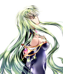  ass bare_shoulders breasts c.c. cleavage code_geass colored_eyelashes commentary_request crying crying_with_eyes_open dress female green_hair long_hair looking_up medium_breasts meimi_k photoshop_(medium) solo tears yellow_eyes 