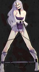  bad_id bad_pixiv_id belinda_(unlight) between_breasts black_sclera bondage bondage boots bound bound_wrists breasts chains cleavage colored_sclera commentary_request corset crossed_arms cuffs elbow_gloves female gag gag_harness gagged gloves ktsis large_breasts long_hair looking_at_viewer purple_hair ring_gag shackles solo spread_legs spreader_bar unlight yellow_eyes 