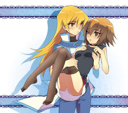  blonde_hair brown_hair meimone obelisk_blue_uniform panties rule_63 school_uniform short_hair tenjouin_asuka underwear yu-gi-oh! yuu-gi-ou_gx yuuki_juudai 