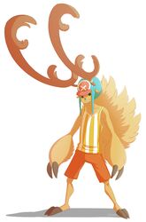  alternate_form anthro biped clothed clothing deer hi_res horn_point hybrid looking_at_viewer male mammal new_world_deer one_piece reindeer simple_background smile solo standing teeth tony_tony_chopper tony_tony_chopper_(horn_point_form) white_background zedzar 