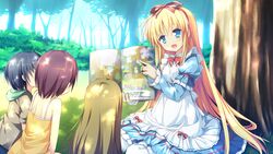  alcot blonde_hair blue_eyes bow clover_day&#039;s dress game_cg long_hair nimura_yuushi takakura_anzu 