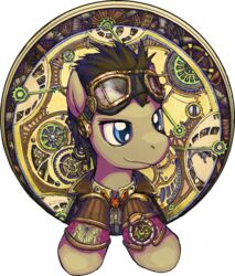  5:6 alpha_channel alternative_fashion big_eyes blue_eyes bow_(feature) bow_tie brown_body brown_fur brown_hair clock clothed clothing deviantart doctor_whooves_(mlp) earth_pony equid equine eyewear eyewear_on_head feral friendship_is_magic front_view fur gear goggles goggles_on_head hair hasbro horse looking_aside male mammal my_little_pony pony saturnspace short_hair simple_background smile solo steampunk tan_body tan_fur watch white_background wristwatch 