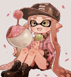  bad_id bad_twitter_id black_footwear black_hat black_shorts cherry_blossoms collar female gun hat highres holding holding_gun holding_weapon hood hoodie inkling inkling_girl inkling_player_character legs_together long_sleeves looking_to_the_side luna_blaster_(splatoon) oerba_yun_fang on_floor open_mouth pink_hair pink_hoodie plum0o0 pointy_ears shoes short_shorts shorts simple_background sitting smile solo splatoon_(series) weapon white_background yellow_eyes 