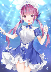  fuyuki030 hololive maid minato_aqua skirt_lift 