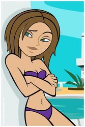  1girls bikini bonnie_rockwaller brown_hair cartoongirls female kim_possible purple_bikini solo swimsuit 