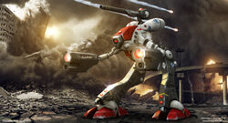  3d alien antennae battle building choujikuu_yousai_macross city contrail dust emblem energy_gun fire glaug lens_flare leonardo_a._bustamante macross mecha missile no_humans non-humanoid_robot photoshop_(medium) realistic reverse-jointed_legs robot roiquonmi ruins science_fiction signature smoke walker_(robot) war weapon zentradi 