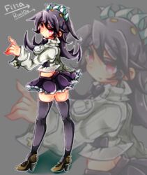  black_hair filia_(skullgirls) high_heels rin10 samson_(skullgirls) skirt skullgirls thighhighs 