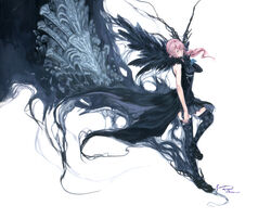  female final_fantasy final_fantasy_xiii gloves gothic_lolita highres lace_gloves lightning_returns:_final_fantasy_xiii lolita_fashion lumina_(ffxiii) nick-ian patterned_legwear pink_hair single_glove thighhighs 