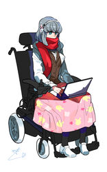  bad_id bad_pixiv_id blue_eyes blue_hair computer danganronpa_(series) danganronpa_3_(anime) female gekkogahara_miaya hairband himduldago jacket laptop medium_hair scarf scarf_over_mouth solo wheelchair 