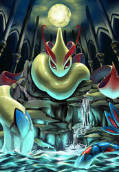  milotic moon pillar pillars pokemon rock water 