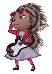  2017 anthro ash_(sing) blue_eyes clothed clothing crested_porcupine eyewear female glasses guitar heart_glasses illumination_entertainment mammal musical_instrument old_world_porcupine plucked_string_instrument porcupine quills_(anatomy) rodent simple_background sing_(movie) solo string_instrument sunglasses taski white_background 