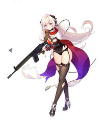  bangs battle_rifle black_dress black_panties blonde_hair blush breasts brown_footwear brown_legwear cape closed_mouth cross crossed_legs dress eyebrows_visible_through_hair full_body g3_(girls_frontline) garter_belt girls_frontline gloves gun h&amp;k_g3 hair_between_eyes head_tilt headset high_heels highres holding holding_gun holding_weapon iron_cross leaning_forward long_hair long_sleeves looking_at_viewer medium_breasts mod3_(girls_frontline) official_art panties partly_fingerless_gloves philomelalilium purple_eyes red_gloves rifle shoes short_dress simple_background skindentation smile solo standing striped tears thighhighs torn_clothes torn_dress torn_legwear trigger_discipline underwear vertical_stripes very_long_hair watson_cross weapon white_background white_cape 