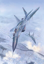  above_clouds aircraft airplane cloud cockpit commentary_request cyrillic fighter_jet flying highres jet mig-29 military military_vehicle missile original photoshop_(medium) pilot_helmet pilot_suit piloting realistic russia russian_air_force soviet soviet_air_force vehicle_focus zuotian_de_yu 