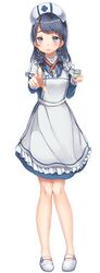  apron bad_id bad_perspective bad_pixiv_id black_hair blue_eyes blush braid female frilled_apron frills full_body hat holding kelly_0w0 knees_together_feet_apart little_nurse long_hair looking_at_viewer mentholatum nurse nurse_cap parted_lips pointing pointing_at_viewer shoes side_braids solo standing tachi-e twin_braids white_apron white_footwear 