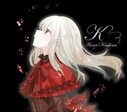  bad_id bad_pixiv_id black_background bow bowtie capelet character_name copyright_name female floating_hair ishido_mutsuki k-project kushina_anna lolita_fashion long_hair looking_up neck_ribbon parted_lips red_bow red_bowtie red_eyes red_ribbon ribbon simple_background solo tears white_hair 