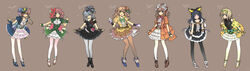  6+girls adapted_costume bad_id bad_pixiv_id black_hair black_legwear blonde_hair blue_eyes bow brown_hair brown_legwear commentary_request cosplay dio_brando dio_brando_(cosplay) dress gown green_eyes grey_hair grey_legwear hairbow hat highres iggy_(jojo) iggy_(jojo)_(cosplay) jean_pierre_polnareff jean_pierre_polnareff_(cosplay) jojo_no_kimyou_na_bouken joseph_joestar joseph_joestar_(old) joseph_joestar_(old)_(cosplay) kakyoin_noriaki kakyoin_noriaki_(cosplay) kujo_jotaro kujo_jotaro_(cosplay) lolita_fashion mohammed_avdol mohammed_avdol_(cosplay) multiple_girls original pantyhose purple_eyes red_hair stardust_crusaders toujou_sakana white_legwear 