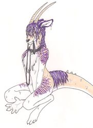  arrowtibbs aurali collar dragon female hair hair_over_eyes hybrid leash looking_at_viewer mammal mouse murid murine mythological_creature mythological_scalie mythology rodent scalie solo wet 