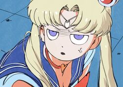  anger_vein bishoujo_senshi_sailor_moon bishoujo_senshi_sailor_moon_s blonde_hair blue_sailor_collar breasts choker cleavage commentary derivative_work diadem english_commentary female fusion hair_ornament heart heart_choker highres jitome long_hair magical_girl meme one-punch_man one_(style) parted_lips purple_eyes red_choker sailor_collar sailor_moon sailor_moon_redraw_challenge_(meme) sailor_senshi_uniform school_uniform screenshot_redraw serafuku shirt solo tatsumaki the_golden_smurf twintails upper_body white_shirt 