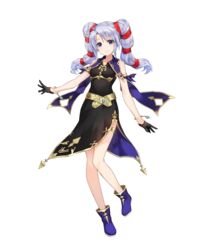  amagai_tarou ankle_boots armlet bare_shoulders belt black_dress black_gloves blue_footwear boots bracelet breasts closed_mouth dress female fire_emblem fire_emblem:_genealogy_of_the_holy_war fire_emblem_heroes full_body gloves gold_trim highres jewelry long_hair looking_at_viewer non-web_source official_art purple_eyes short_dress sleeveless sleeveless_dress small_breasts smile solo thigh_strap tine_(fire_emblem) transparent_background twintails 