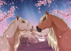  blue_eyes dolehest drizer duo equid equine facial_markings female feral feral_on_feral flower head_markings horse icelandic_horse love male male/female mammal markings mary_(bloopertrooper) maxym_(bloopertrooper) petals pink_flower pink_petals plant purple_eyes romantic romantic_ambiance romantic_couple stare staring_into_eyes 