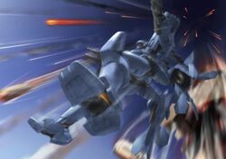  artist_request assault_visor dual_wielding f-15e_strike_eagle falling game_cg gun highres holding holding_gun holding_weapon looking_down mecha motion_blur muv-luv muv-luv_alternative muv-luv_alternative_chronicles no_humans non-web_source official_art robot science_fiction sky solo tactical_surface_fighter weapon 