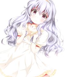  artist_name bad_id bad_twitter_id beyblade beyblade:_burst blue_hair blush character_name closed_mouth dress female jewelry kymhotii long_hair nishiro_nya original purple_eyes self-upload shy simple_background wavy_hair white_dress 