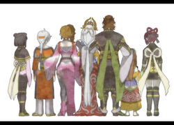  2boys 5girls arshtat_falenas black_hair black_ribbon braid brown_hair crown dress earrings female ferid_egan freyjadour_falenas gensou_suikoden gensou_suikoden_v headband jewelry long_hair lymsleia_falenas lyon male miakis military military_uniform multiple_boys multiple_girls oumi ponytail purple_hair ribbon robe short_hair sialeeds_falenas silver_hair single_braid suikoden suikoden_v uniform very_long_hair 