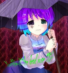  3: blue_eyes blue_hair crying edit kimi purple_eyes purple_hair rain sad tears 