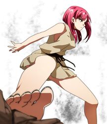  barefoot feet female jerun magi_the_labyrinth_of_magic morgiana pov_feet red_eyes red_hair simple_background toenails toes 