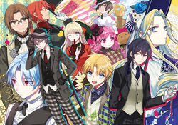  5girls 6+boys anais_del_caril black_hair blonde_hair blue_eyes blue_hair boris_jinneman brown_hair cane children_of_the_rune cloe_da_pontina commentary_request dress formal glasses gloves grey_eyes grey_hair hat isolestie_(children_of_the_rune) ispin_charles joshua_von_arnim lanziee_rozen_kranz long_hair lucian_kaltz maximin_liebkne mini_hat mini_top_hat multiple_boys multiple_girls one_eye_closed photoshop_(medium) red_eyes red_hair shokill short_hair sivelin_uuo suit sun_hat tales_weaver tichiel_juspian top_hat vest yellow_eyes 