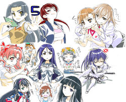  &gt;_&lt; 6+girls a_certain_high_school_uniform ahoge angel anger_vein angry bandages between_fingers black_serafuku bow breasts brown_sweater_vest cheek_pinching cleavage closed_eyes commentary_request cosplay cup dress eyebrows fake_halo fallen_angel_ero_maid_costume fighting_stance flower folding_fan frown fukiyose_seiri glaring gloves gym_shirt gym_uniform hair_flower hair_ornament hairband hairclip halo hand_fan head-mounted_display head_wreath himegami_aisa holding holding_needle holding_sword holding_weapon jacket jacket_on_shoulders kanzaki_kaori katana kongou_mitsuko last_order_(toaru_majutsu_no_index) lessar lolicon loose_socks maid medium_breasts medium_hair misaka_imouto misaka_mikoto misaka_misuzu mother_and_daughter multiple_girls musujime_awaki nail needle ootachi open_clothes open_jacket parent_and_child pinching pocho polka_dot ready_to_draw ribbon sakugawa_school_uniform sarashi school_uniform serafuku sheath sheathed shichiten_shichitou shirai_kuroko shirt short_sleeves siblings sisters skirt sleeveless sleeveless_shirt smile smirk socks sportswear summer_uniform sweater_vest sword teacup thighhighs throwing_needles toaru_majutsu_no_index toaru_majutsu_no_index:_old_testament tokiwadai_school_gym_uniform tokiwadai_school_uniform twintails uiharu_kazari uniform weapon white_gloves white_shirt wings yellow_halo 