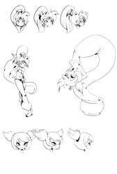  absurd_res apode breasts cumminham draconcopode duo female hi_res humanoid legless mammal model_sheet monochrome naga non-mammal_breasts nude reptile scalie serpentine shantae shantae_(series) snake tuki_(shantae) wayforward 