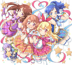  aikatsu! dress heels hikami_sumire hoshimiya_ichigo kiriya_aoi oozora_akari shibuki_ran shinjou_hinaki thighhighs tokunou_shoutarou 