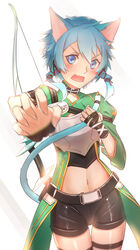  animal_ears armor bike_shorts lu&quot; nekomimi sinon sword_art_online tail weapon 