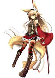  animal_ears bike_shorts haik kitsune sword tail thighhighs 