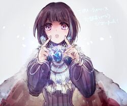  black_hair cape commentary_request female lapis_lazuline mahou_shoujo_ikusei_keikaku mahou_shoujo_ikusei_keikaku_restart momxiji pink_eyes protected_link short_hair solo upper_body 