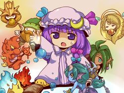  2boys 5girls :o aura_(seiken_densetsu) commentary_request crossover dryad_(seiken_densetsu) english_text gnome_(seiken_densetsu) luna_(seiken_densetsu) multiple_boys multiple_girls patchouli_knowledge purple_hair rabite_(seiken_densetsu) salamander_(seiken_densetsu) seiken_densetsu toto_(hitori_othello) touhou undine_(seiken_densetsu) will-o&#039;-wisp_(seiken_densetsu) 