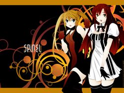  breasts brown_hair cleavage gothic_fashion highres mituha_(sekirei) multiple_girls sekirei smile twintails yomi_(sekirei) 