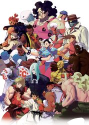  4girls 6+boys absurdres akuma_(street_fighter) albino alex_(street_fighter) aqua_hair armlet bald baseball_cap big_hair black_hair blonde_hair blue_eyes bracelet brothers bun_cover capcom china_dress chinese_clothes choker chun-li dark_skin double_bun dougi dress dudley earrings elena_(street_fighter) everyone facepaint facial_hair fighting_stance fingerless_gloves forehead_jewel gloves hair_bun hair_over_one_eye hat hat_over_one_eye headband highres hugo_andore ibuki_(street_fighter) ikeno_daigo jewelry ken_masters long_hair makoto_(street_fighter) mask moustache multiple_boys multiple_girls muscular neck_ring necro_(street_fighter) ninja no_pupils official_art one_eye_covered oro_(street_fighter) pantyhose pelvic_curtain ponytail q_(street_fighter) red_eyes red_hair remy_(street_fighter) ribbon_choker ryu_(street_fighter) scan sean_matsuda short_hair siblings spiked_bracelet spiked_hair spikes street_fighter street_fighter_iii_(series) stud_earrings tan thick_eyebrows topknot topless_male twelve twins urien very_dark_skin white_hair yang_lee yellow_eyes yun_lee 