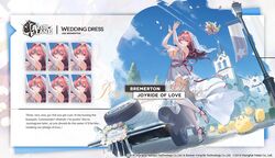  ahoge arms_up azur_lane bird blue_sky bouquet_toss breasts bremerton_(azur_lane) bremerton_(joyride_of_love)_(azur_lane) bridal_veil car character_name chick church day dress english_commentary english_text expressions female floating_hair flower full_body garter_straps hair_flower hair_intakes hair_ornament high_heels jewelry katsudansou large_breasts long_hair looking_at_viewer manjuu_(azur_lane) motor_vehicle multicolored_hair multiple_views official_alternate_costume official_art one_eye_closed outdoors petals pink_eyes pink_hair ribbon ring second-party_source sky standing standing_on_one_leg streaked_hair striped striped_ribbon veil wedding_dress wedding_ring white_dress 