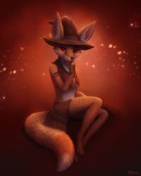  2022 4:5 absurd_res anthro bedroom_eyes big_ears breasts canid canine clothed clothing collective_card_game digital_media_(artwork) fangs female fennec_fox fluffy fluffy_tail fox fur halloween_2022 hat headgear headwear hi_res inner_ear_fluff looking_at_viewer magic_user mammal narrowed_eyes orange_body orange_fur red_eyes seductive shaded simple_background smile smiling_at_viewer soft_shading solo tail tan_body tan_fur teeth true_fox tuft under_boob vm94 witch witch_hat yaela 