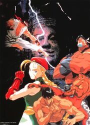  4boys 90s black_hair blonde_hair cammy_white capcom cover dee_jay dougi fei_long female flying_kick karate_gi kick kicking long_hair looking_at_viewer mexican movie multiple_boys murase_shuko muscle native_american official_art oldschool open_mouth ryu ryuu_(street_fighter) serious shirtless short_hair spandex statue street_fighter street_fighter_ii thunder thunder_hawk 