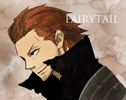  1boy bad_id bad_pixiv_id brown_hair collar english_text facial_hair fairy_tail gildarts_crive ginger_(niningasi) lowres male_focus photoshop_(medium) portrait profile solo stubble 