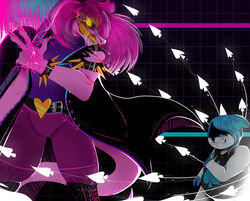  &spades; abstract_background anthro armband axe bare_arms belt_buckle blood blue_blood bodily_fluids bracelet claws clothing crying darkner deltarune drooling duo female glowing glowing_eyes hair heart hidden_eyes humanoid jacket jewelry lancer_(deltarune) larger_female long_claws long_tail male melee_weapon no_pupils pink_body pink_hair pink_skin reptile restricted_palette saliva scalie scrape sharp_teeth shirt size_difference slightly_chubby smaller_male sparkill spiked_armband spiked_bracelet spikes suit_symbol susie_(deltarune) tank_top tears teeth tongue tongue_out topwear torn_sleeves video_games weapon white_body white_skin yellow_eyes 